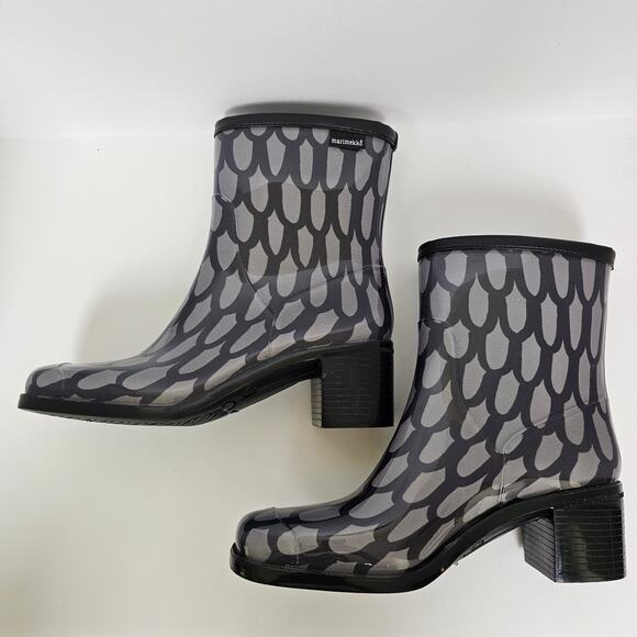Marimekko 7.5 Rain Boots Abstract Rubber Ankle Chelsea Heel EU 38 - Picture 4 of 13